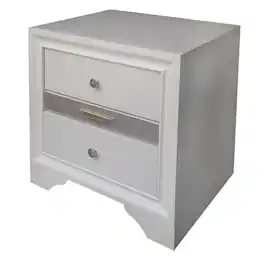 Loheer - Nightstand with Jewelry Drawer and Two Drawers for Bedroom - White