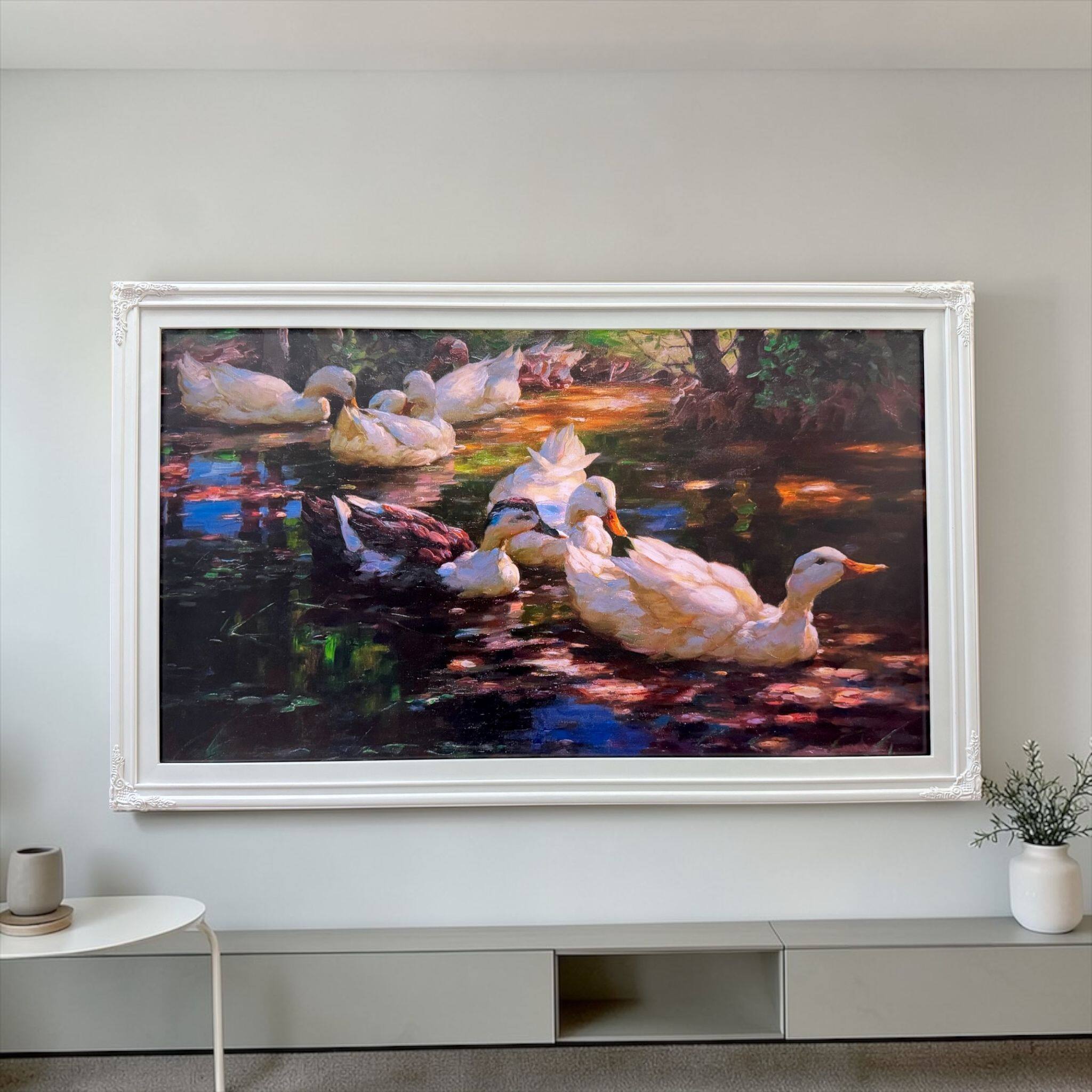 Alt View 9. LAREDO FRAME FACTORY - 65 inch Hisense Canvas TV Ornate frame, Canvas TV by Hisense - SATIN WHITE FINISH.