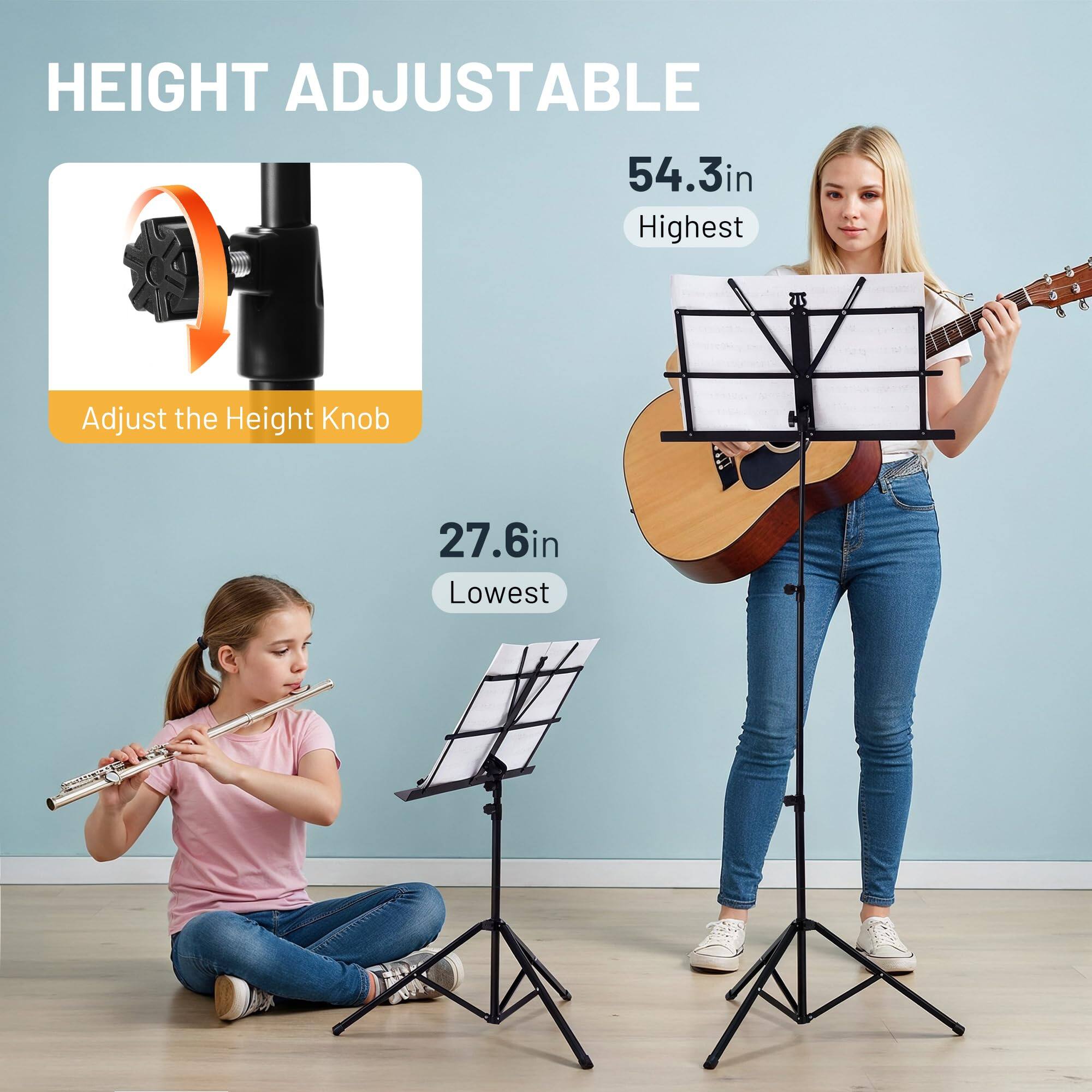 HEIGHT ADJUSTABLE

Adjust the Height Knob

54.3in Highest

27.6in Lowest