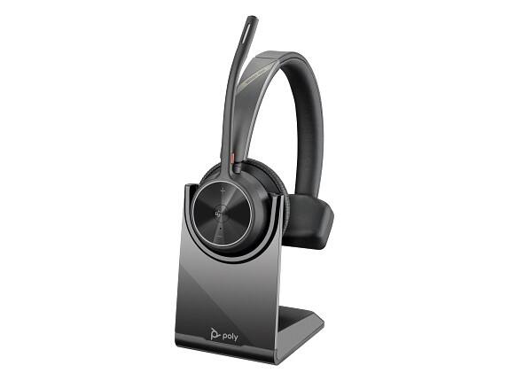 Left. HP - Poly Voyager 4310-M Microsoft Teams Certified Headset with charge stand - Black.