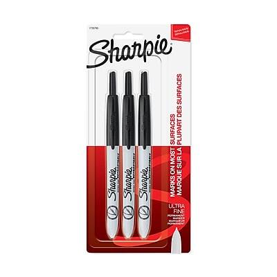 Sharpie - Retractable Permanent Markers, Ultra Fine Tip, 3/Pack - Black