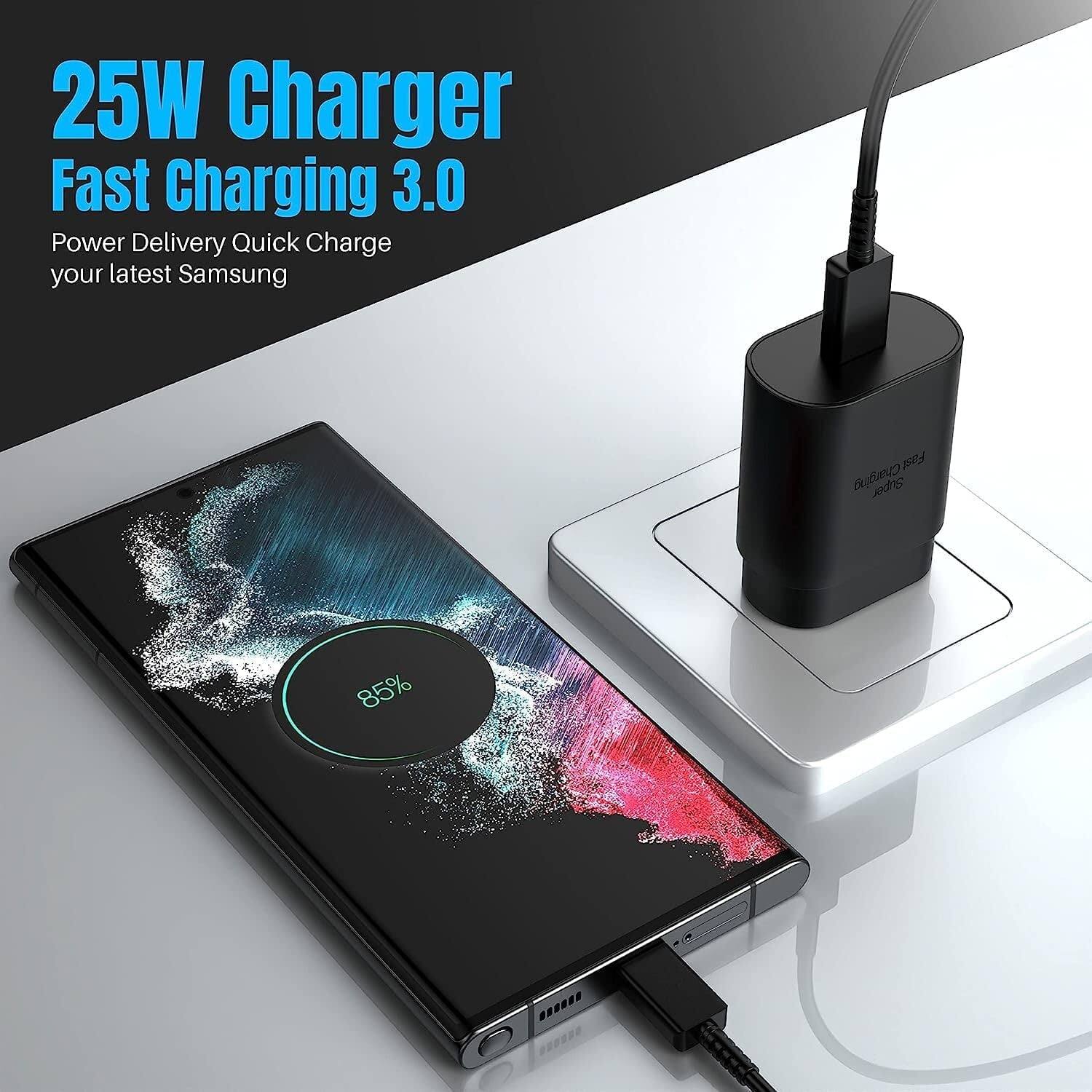 25W Charger  
Fast Charging 3.0  
Power Delivery Quick Charge  
your latest Samsung  

85%