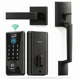 DESLOC - D110 Plus WiFi Smart Door Lock with Handle, Smart Keypad Deadbolt with APP Control and Fingerprint for Front Door - Black