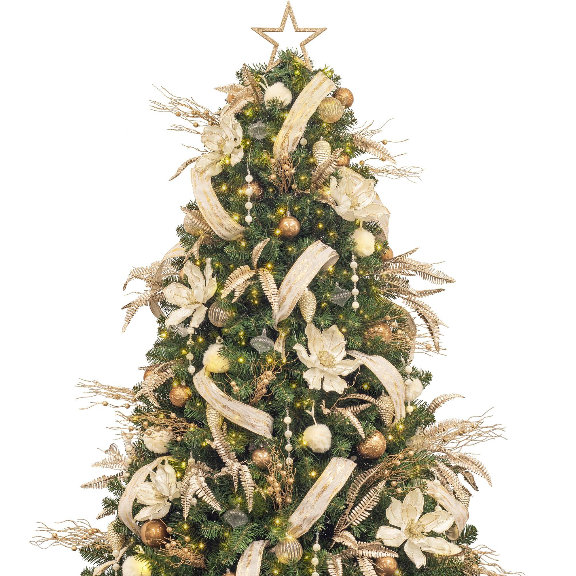 Alt View 1. Skar Audio - Store Christmas Tree With Ornaments And Lights Champagne Completed Decorations Including Full Usb Led String - Red and White.