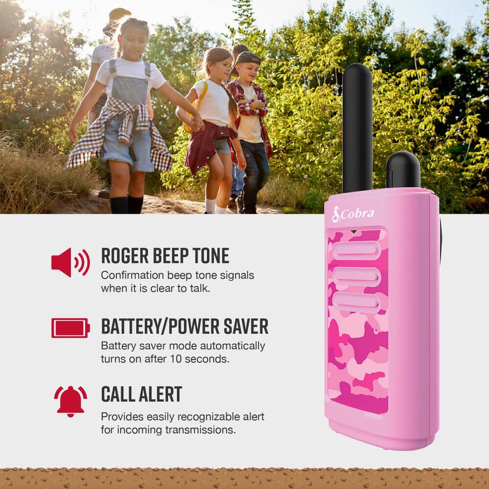ROGER BEEP TONE  
Confirmation beep tone signals when it is clear to talk.  

BATTERY/POWER SAVER  
Battery saver mode automatically turns on after 10 seconds.  

CALL ALERT  
Provides easily recognizable alert for incoming transmissions.