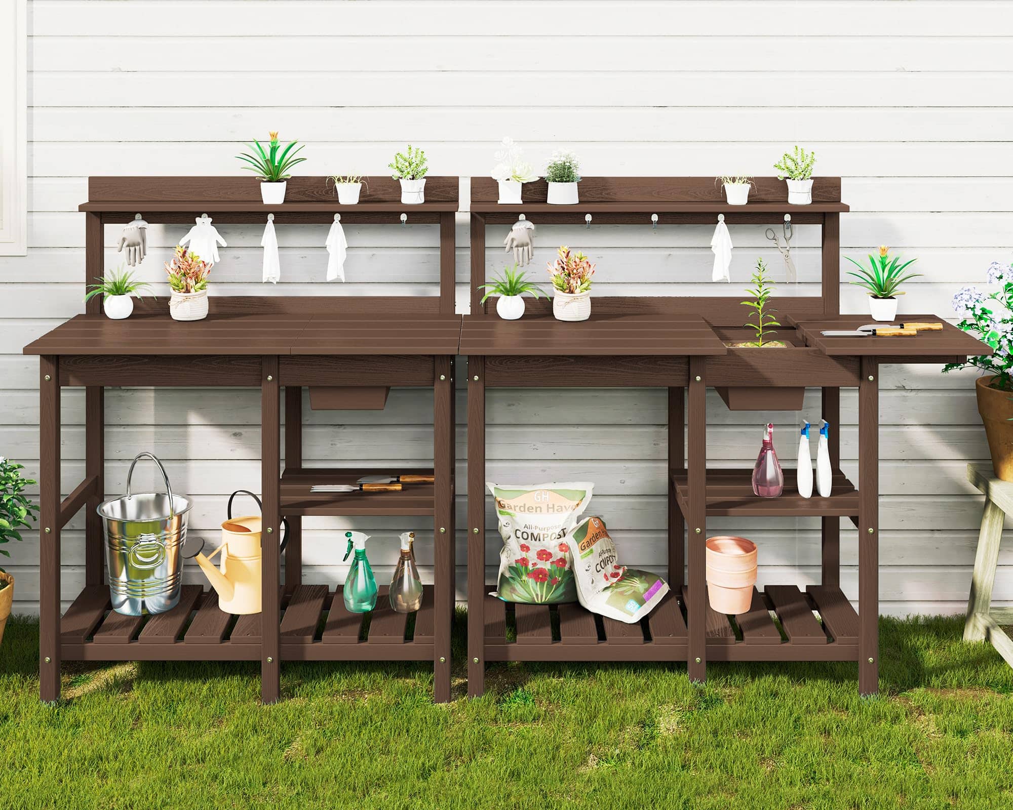 SERWALL - Outdoor Potting Bench 2-Piece Set, Rot-Resistant HDPE Gardening Table with Removable Sink, All-Weather Use - Coffee price history on PriceWatchPro