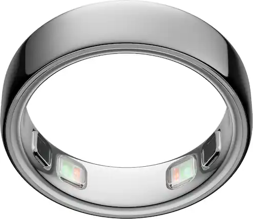 Front. Oura - Oura Ring 5 - Smart Ring - Size Before You Buy with OR5 Sizing Kit - Size 11 - Silver.
