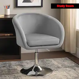 Hivvago - Accent Vanity Chair with Smooth Swivel and Curved Backrest - Gray