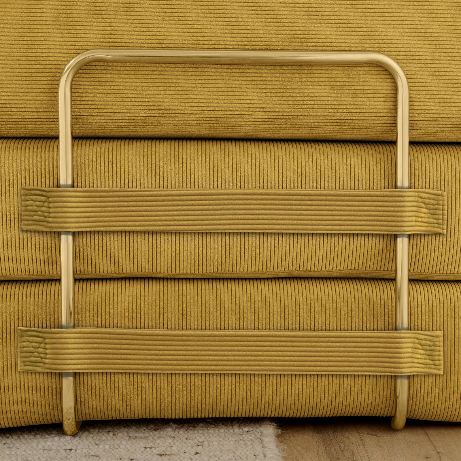 Alt View 2. Trinkets Crazed - 4-In-1 Free Combination Loveseat Convertible Sleeper Sofa Bed Floding Futon Couch Corduroy Modular Sofa Couch - Yellow.