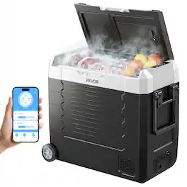 VEVOR - Car Refrigerator, DC 12/24V AC100-240V Compressor Electric Cooler, -4°F to 68°F Truck Refrigerator with APP Control - Black
