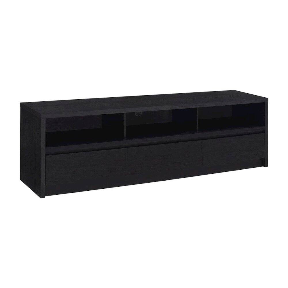 Front. FurniFact - Black 78-Inch TV Stand with 3 Drawers and Contemporary Design - Black.