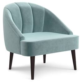 Simpli Home - Harrah 33 inch Wide Contemporary Accent Chair Velvet fabric - Seafoam Blue