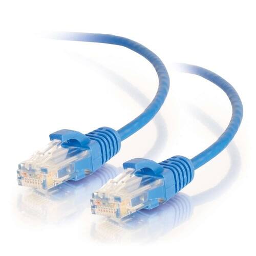 Front. C2G - 757120010722 1-feet CAT6 Slim Ethernet Network Patch Cable - Snagless - Unshielded (UTP) - 1x RJ-45 Male - 1x RJ-45 Male - Blue.