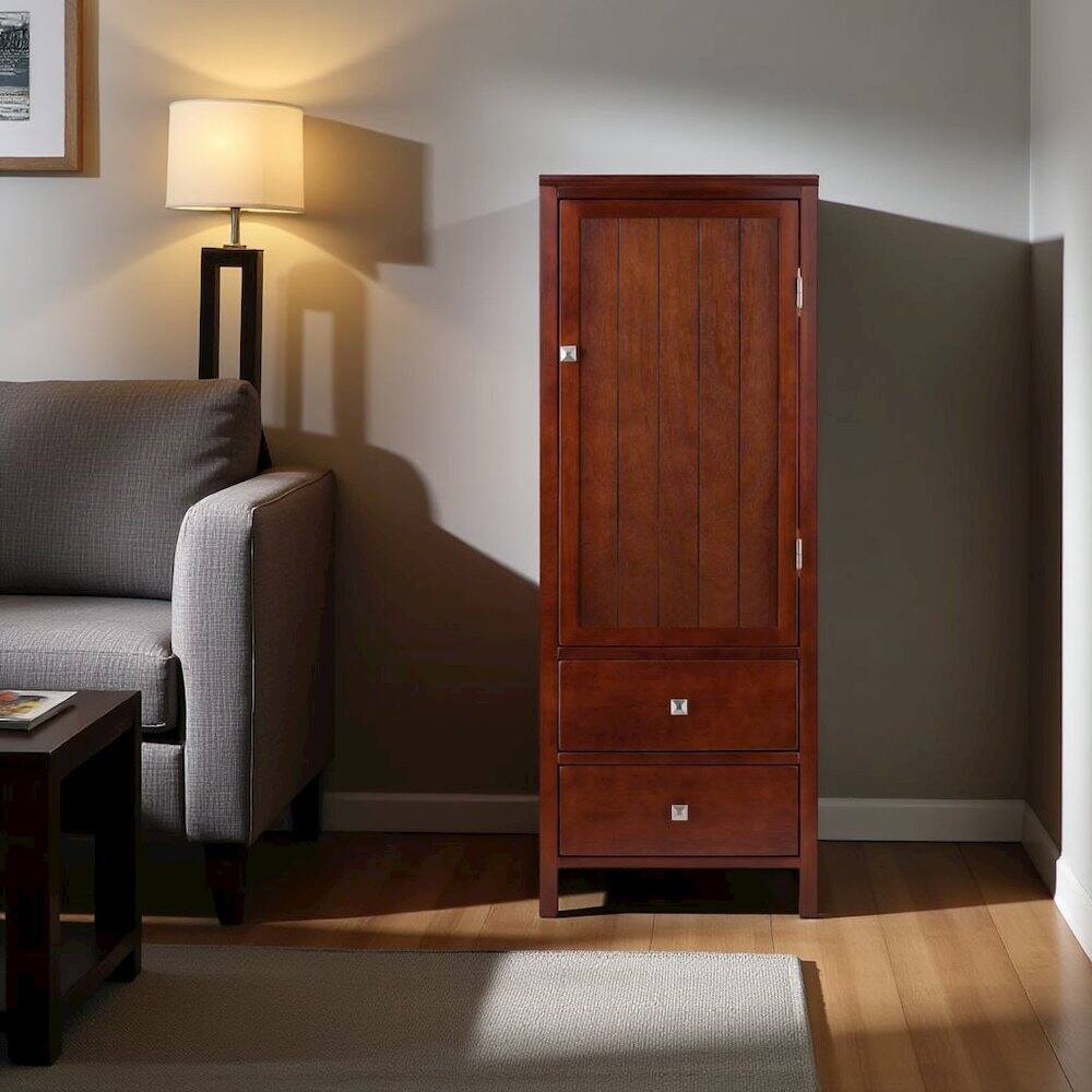 Alt View 4. FurniFact - Walnut Kitchen Cabinet – Small Pantry Cabinet with Doors - Brown.