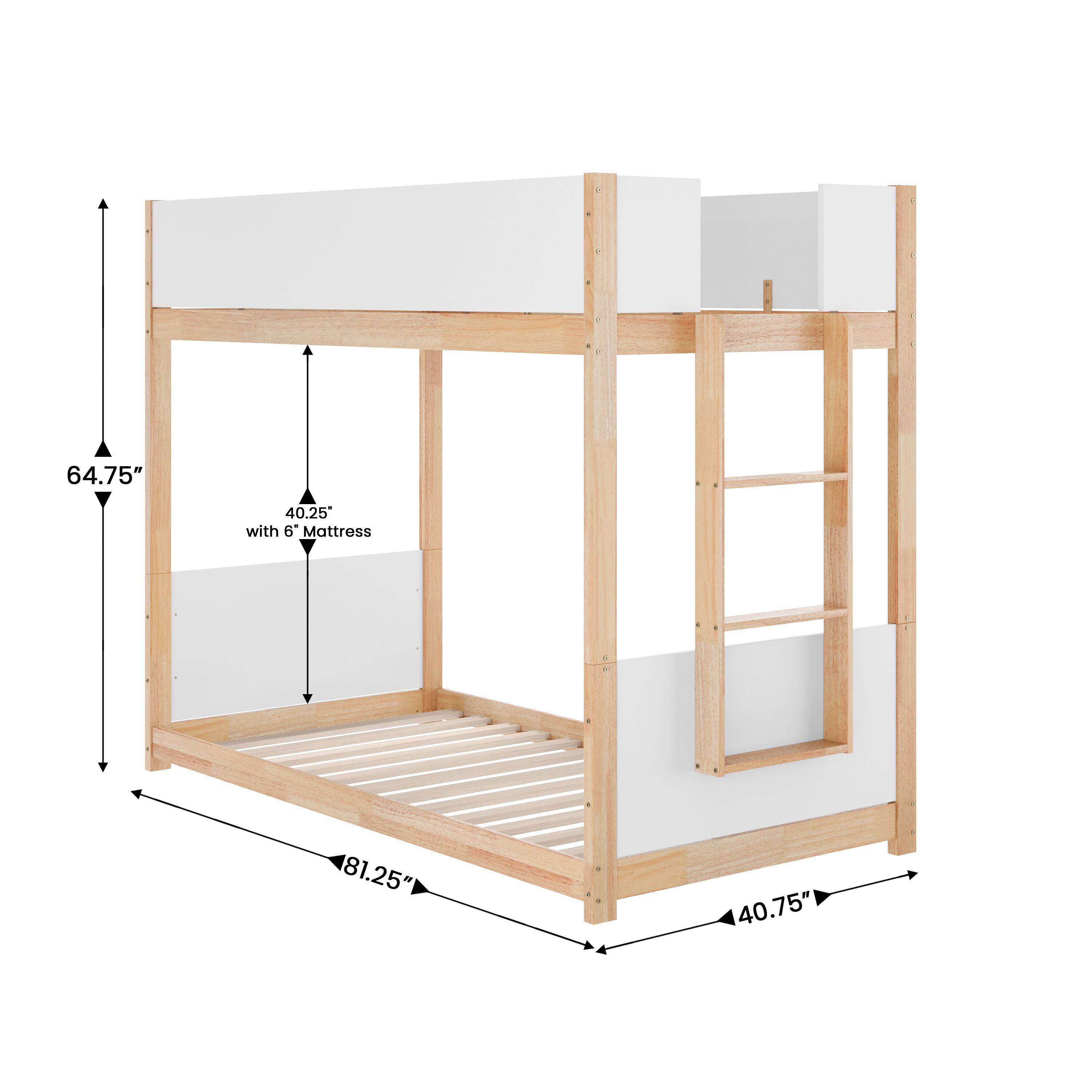 64.75" 40.25" with 6" Mattress 81.25" 40.75"