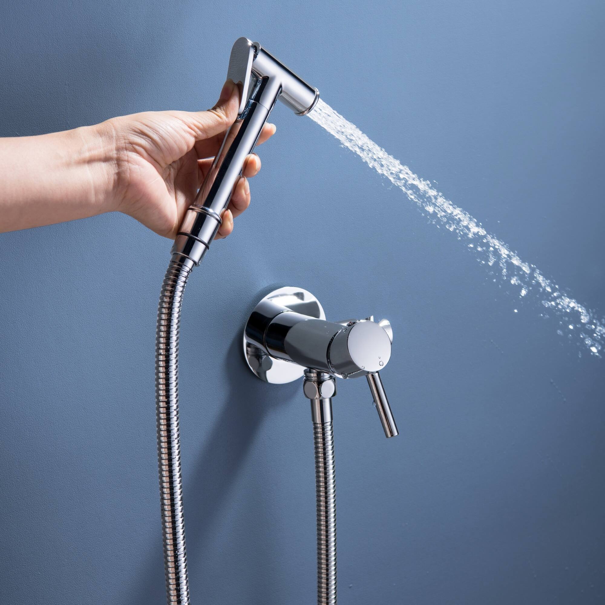 Alt View 3. Boyel Living - Chrome Solid Brass Bidet Sprayer Hot Cold Water with 48-Inch Hose - Chrome.