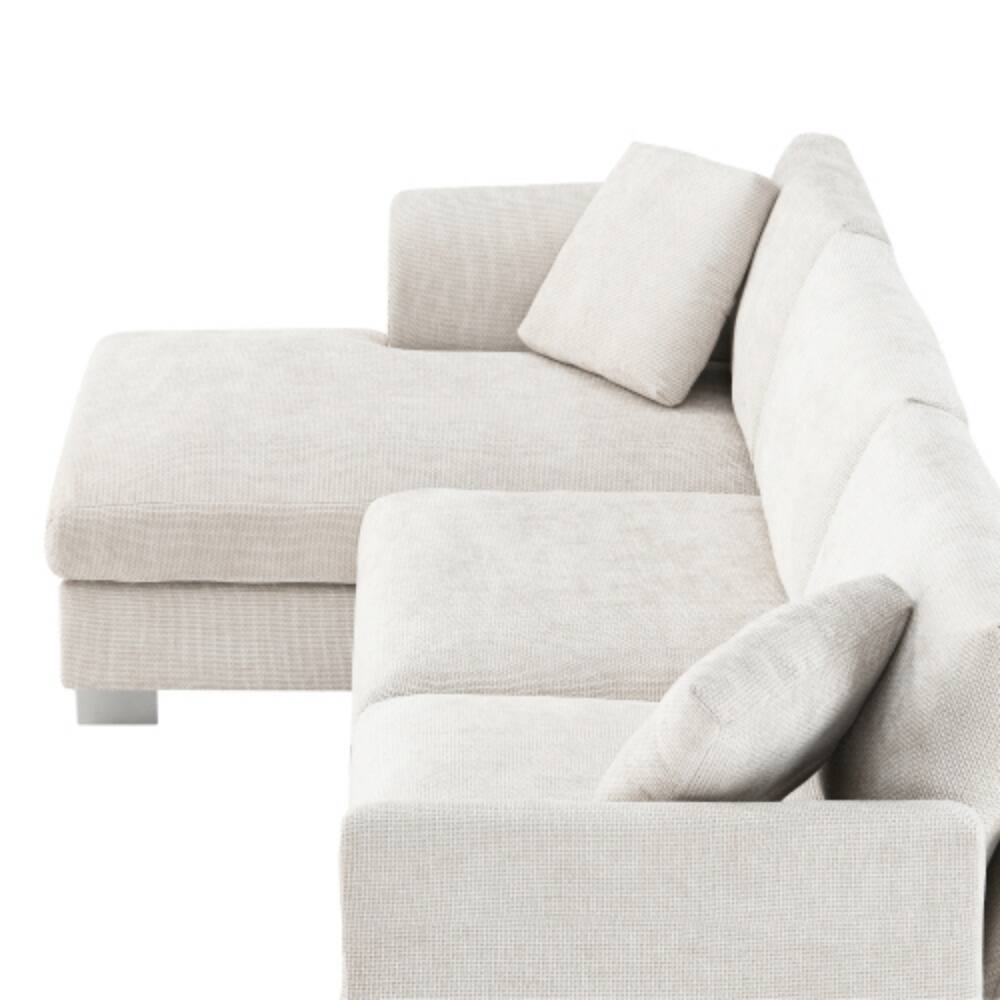 Alt View 4. LUCKY ONE - 96" L-Shape Modern Cloud Chenille Sectional Sofa w/ Oversized Chaise & 2 Pillows - Minsk Gray.