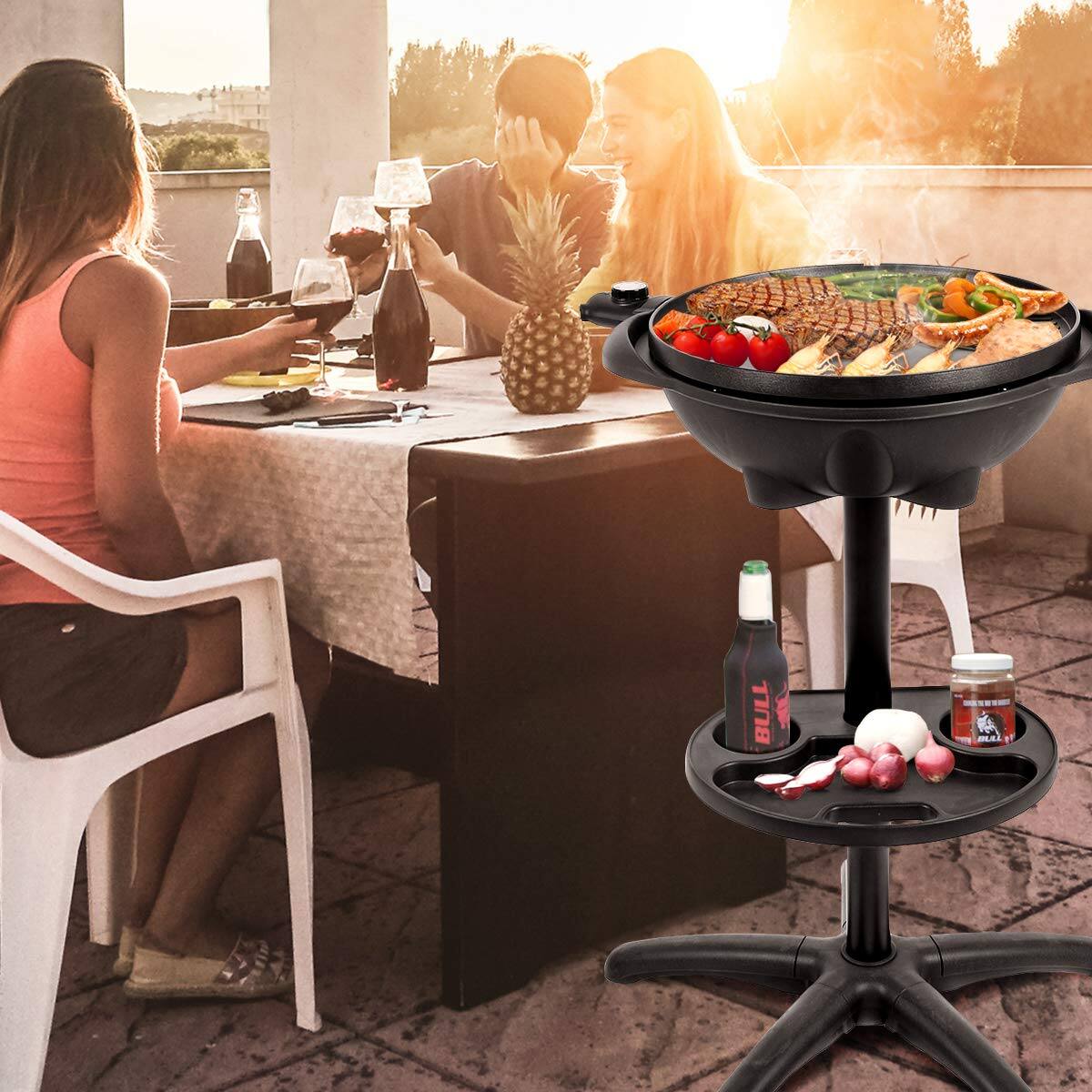 Alt View 8. Ecooso - Outdoor Camping 1350W Electric BBQ Grill with Removable Stand and Temperature Control - Black.