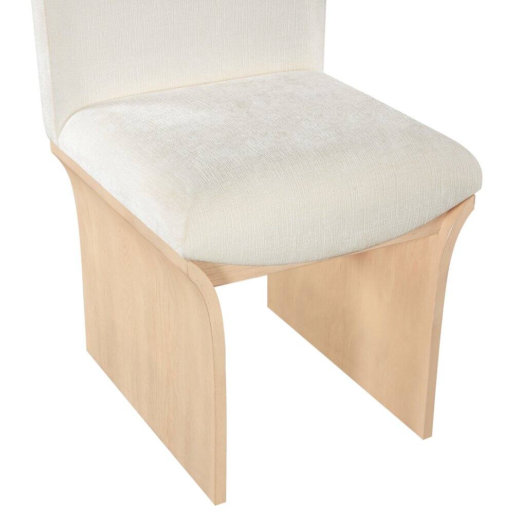 Alt View 3. Meridian Furniture - Shaw Cream Chenille Fabric Upholstered Dining Chair - Brown.