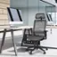 Angle. Costway - Ergonomic Mesh High Back Office Recliner Chair with Hanger - Grey.