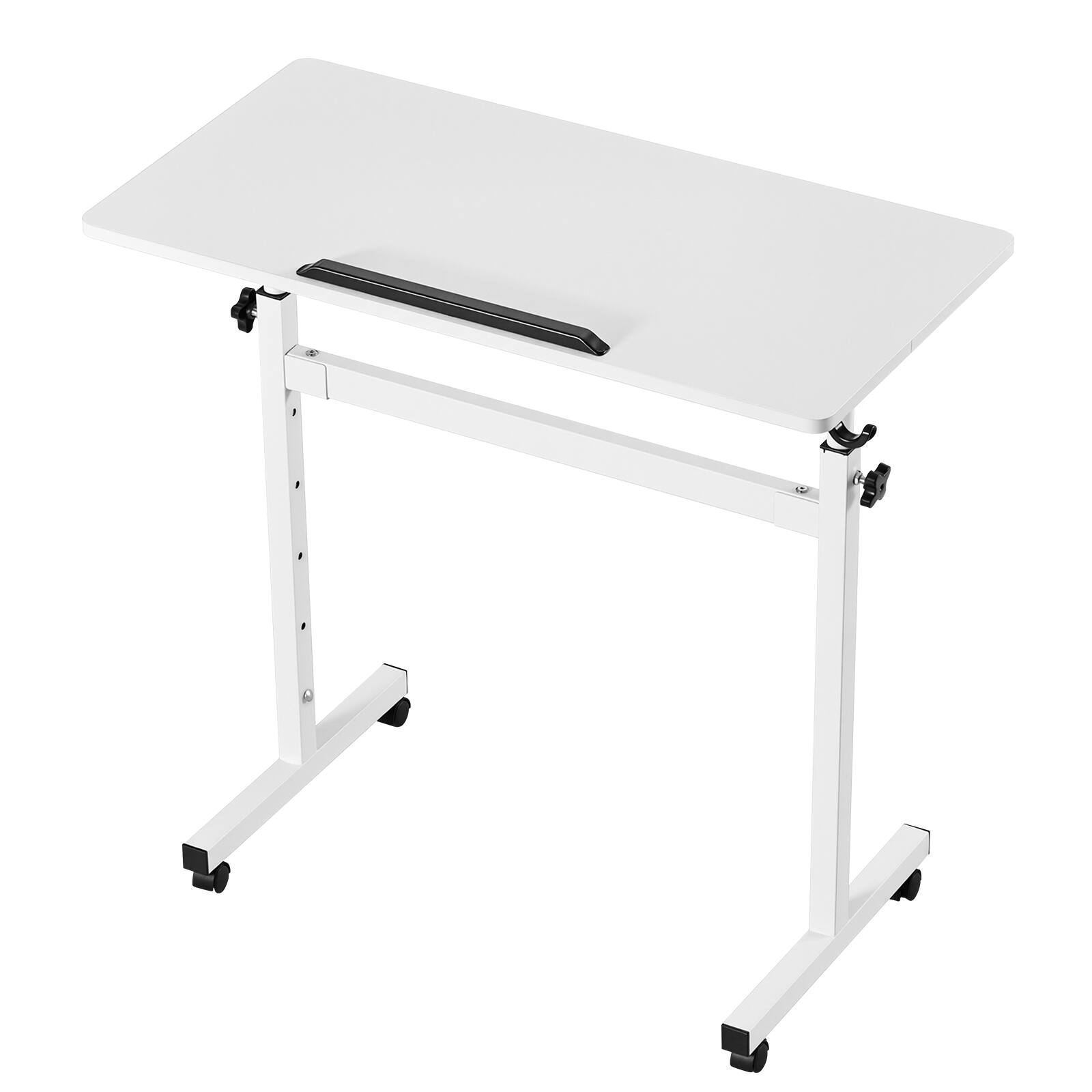 Alt View 5. VEVOR - Standing Desk, Adjustable Height Mobile Stand Up Desk 360° Tilting Desktop, 32 x 16 in Small Computer Sit Stand - White.
