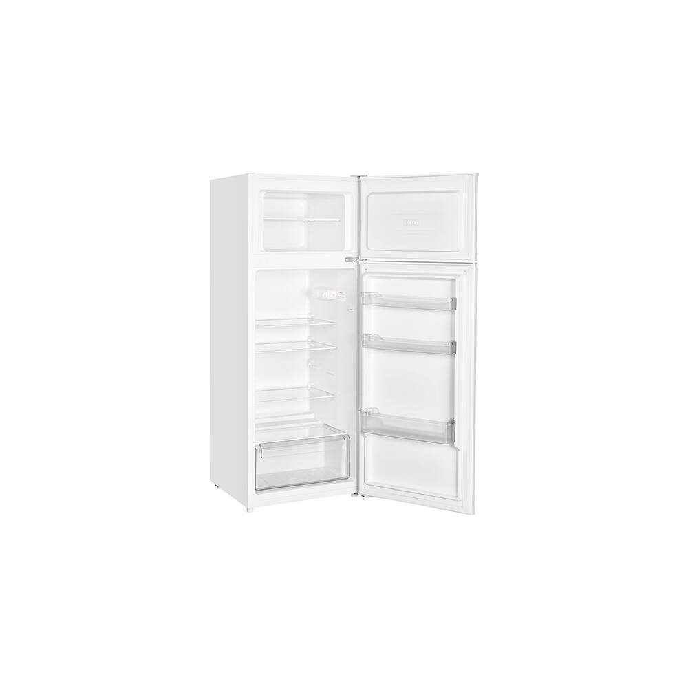 Angle. Premium Levella - 7.3 CuFt Top-Mount Refrigerator in White with Three Full-Width Door Balconies - White.