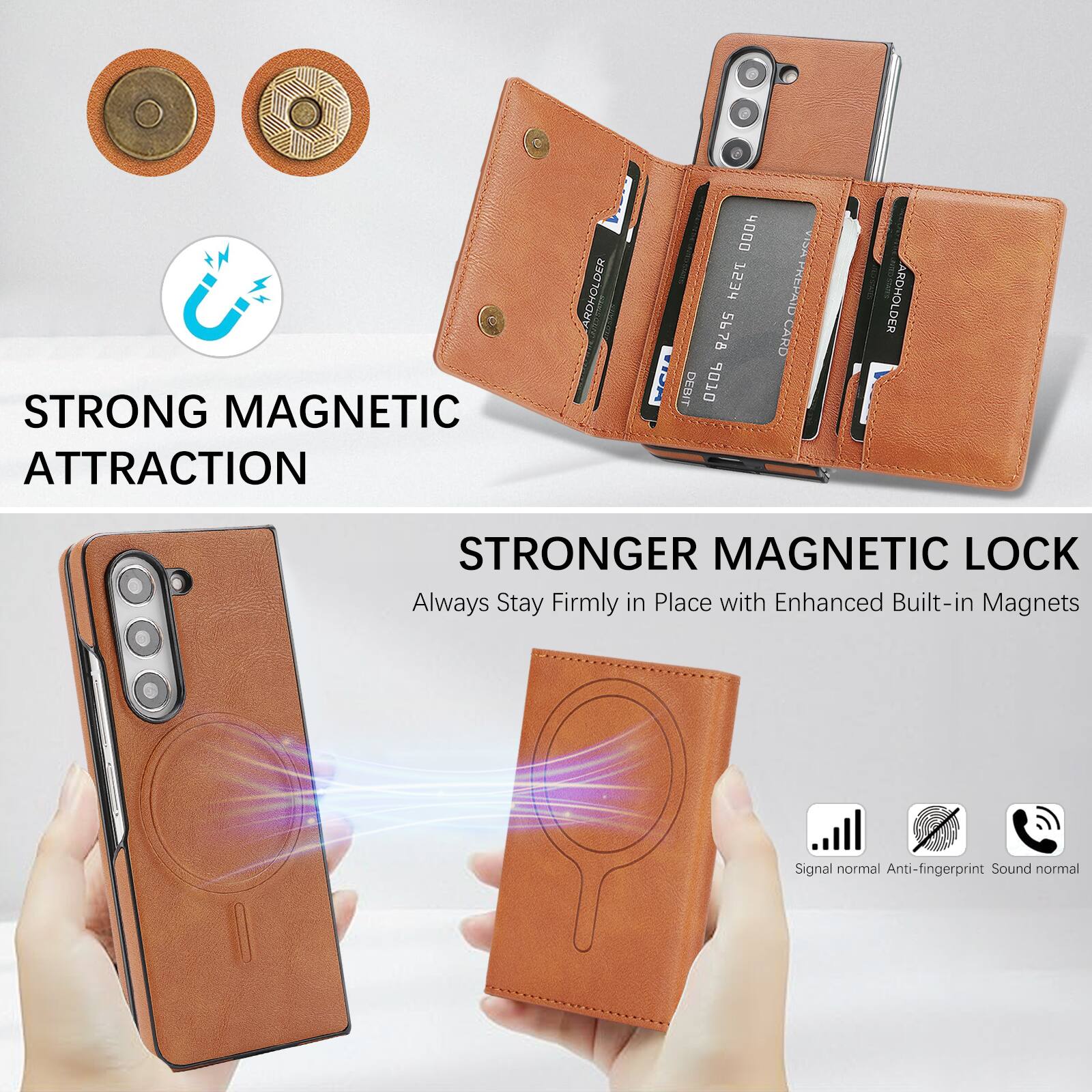 STRONG MAGNETIC ATTRACTION  
ARDHOLDER 4000  
753d 5678 DEBIT OLOP ACIV PREPAID CARD  
ARDHOLDER  
STRONGER MAGNETIC LOCK  
Always Stay Firmly in Place with Enhanced Built-in Magnets  
Signal normal  
Anti-fingerprint  
Sound normal