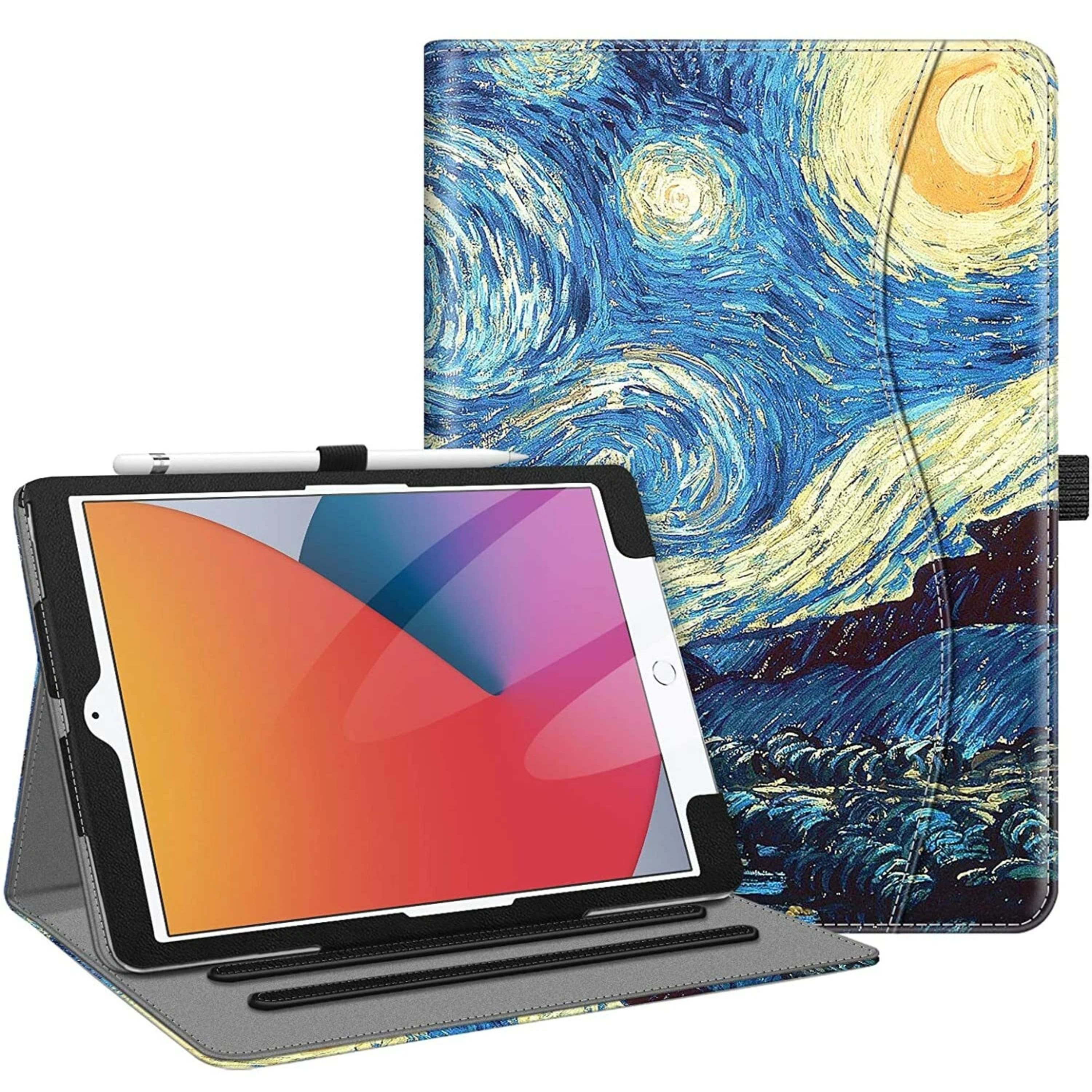 Front. Kitcheniva - Protective Stand Case For iPad 9th 8th 7th Generation 10.2 Inch With Pocket Holder Starry Night - Starry Night.