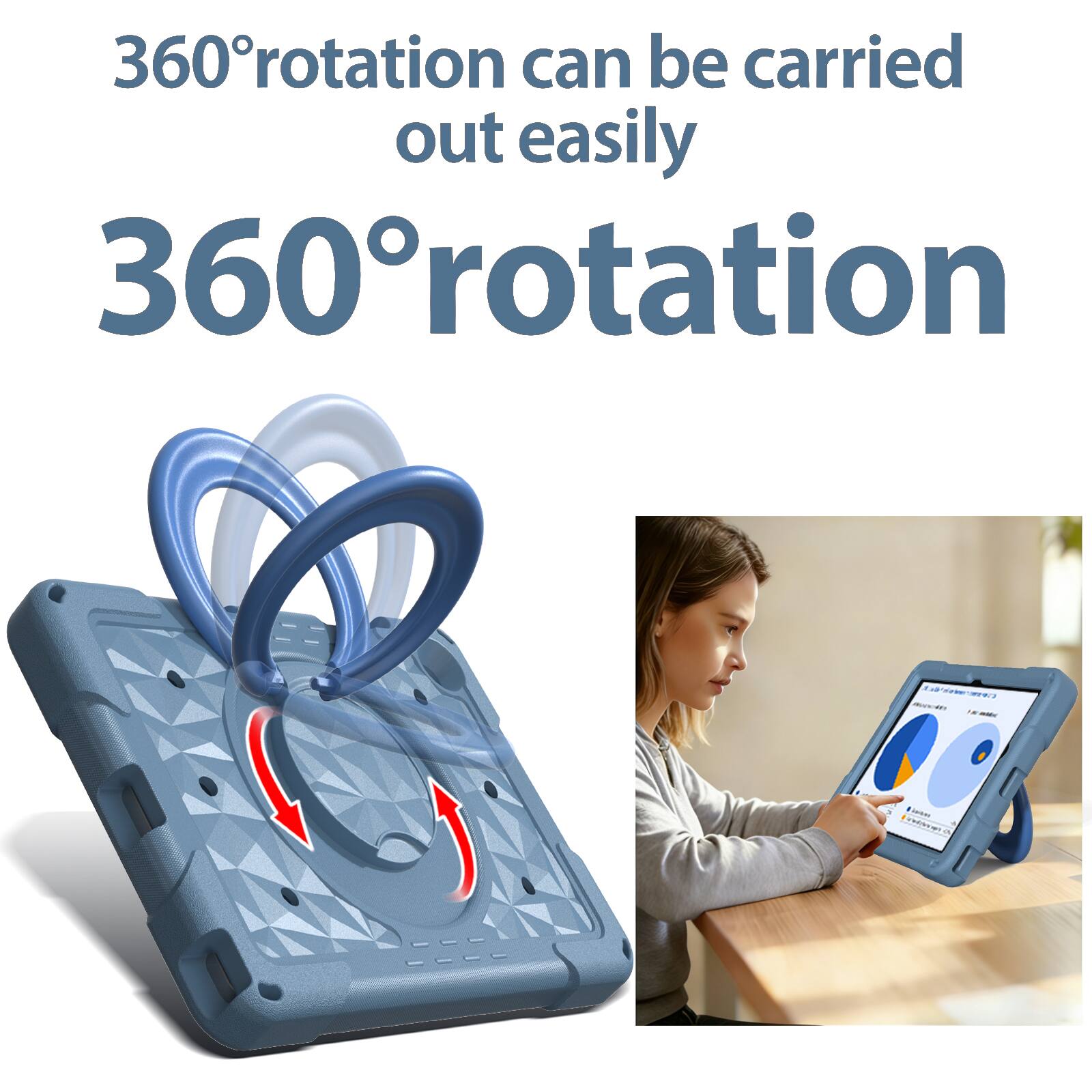 360° rotation can be carried out easily  
360° rotation