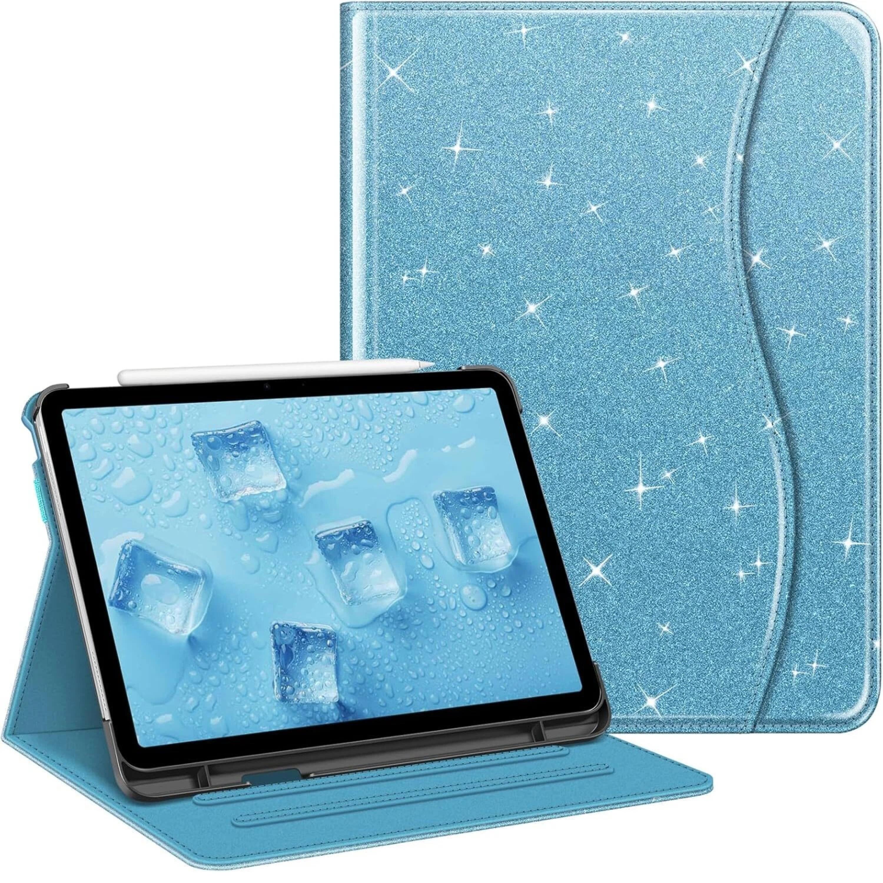 Front. Kitcheniva - iPad Air 11 Inch M3 2025 Multi Angle Viewing Case For Air 5th 4th 10.9 Inch Glittering Blue - Glittering Blue.