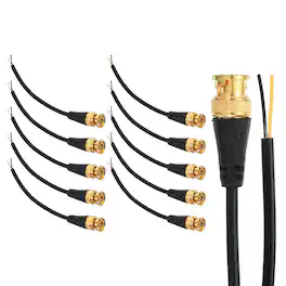 Unique Bargains - BNC Pigtail 0.6FT Coaxial Extension Cable Male to Bare End for DVR CCTV Security System Monitor Video (10pcs) - Black