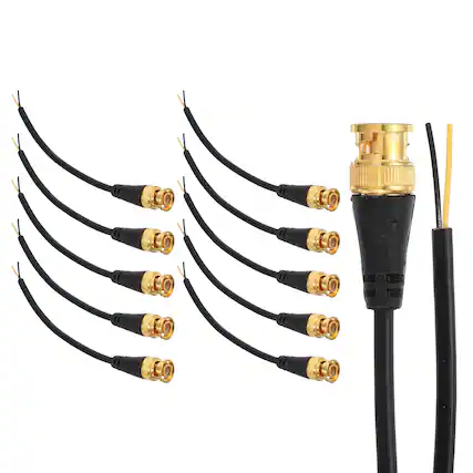 Front. Unique Bargains - BNC Pigtail 0.6FT Coaxial Extension Cable Male to Bare End for DVR CCTV Security System Monitor Video (10pcs) - Black.
