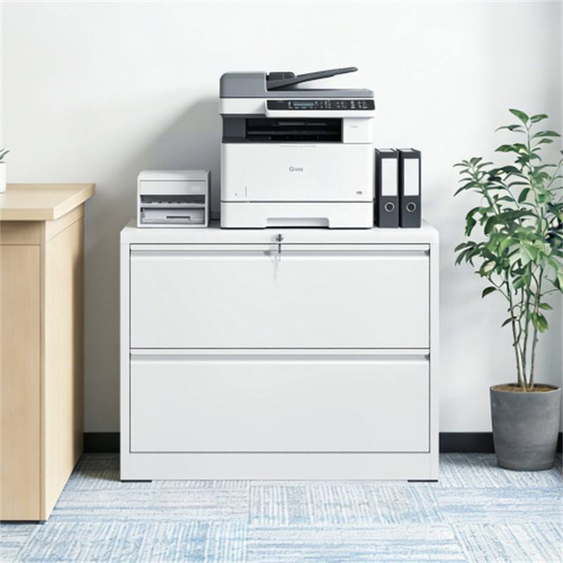 Angle. HTUTWOO - 2 Drawer Lateral File Cabinet with Lock –Heavy-Duty Metal Filing Cabinet,Silent Full-Extension Slides,Storage for Letter - White.
