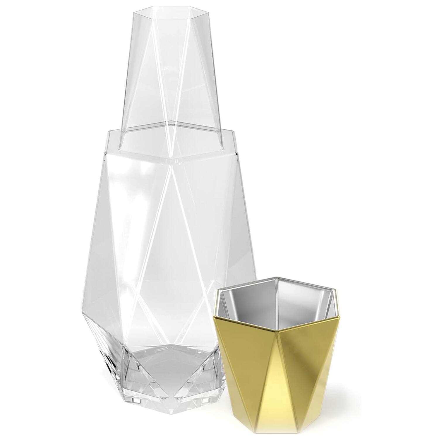 Angle. Jay Import - Geometric Gold Carafe Set 37.2 OZ. - Gold.