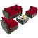 Angle. Costway - 5PCS Patio Rattan Furniture Set Cushioned Sofa Chair Coffee Table - Red.