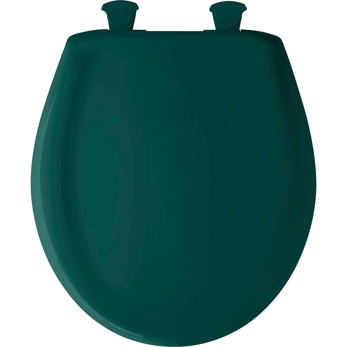 Angle. BEMIS - Bemis Round Plastic Toilet Seat in Teal with STA-TITE Seat Fastening System, EasyClean and  WhisperClose Hinge - Teal.