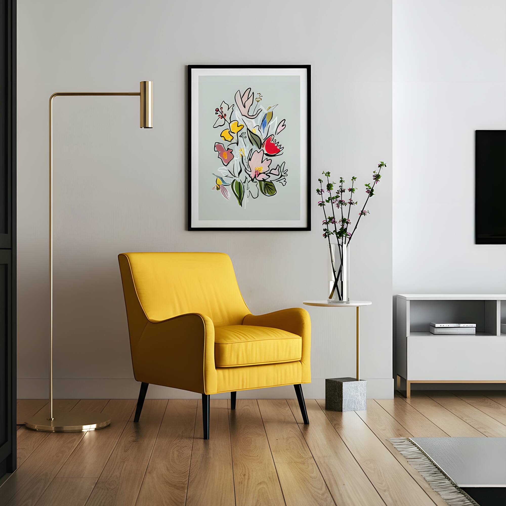 Alt View 5. HOMLUX - 1 Piece Framed Floral Bouquet Canvas Wall Art Modern Botanical Wall Decor Flower Canvas Print 36 in. x 24 in. - Multi-Colored.