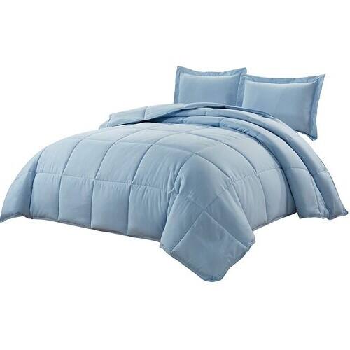 Angle. Hivvago - Queen Size Reversible Microfiber Down Alternative Comforter Set in Blue - Blue.