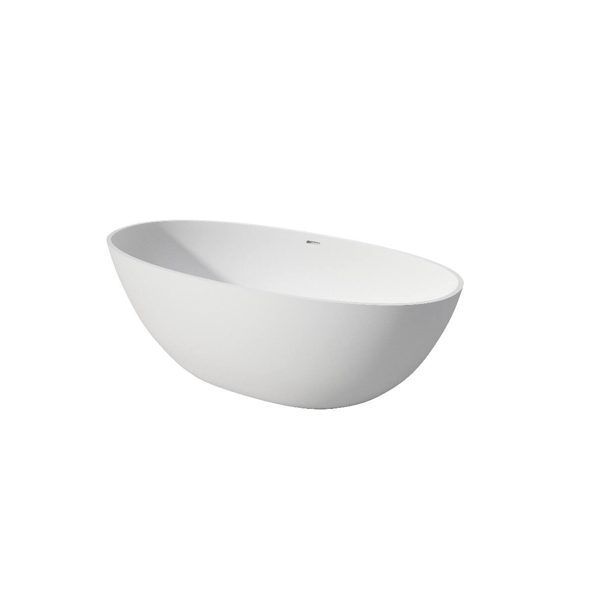 Angle. Loheer - Loheer 65 in Solid Surface Deep Soaking Bathtub Matte White Freestanding Oval Tub - Matte White.