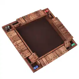 GSE Games & Sports Expert - 4-Player 12 Numbers Wooden Shut The Box Dice Board Game with 8 Dice. 4-Way Shut The Box Set