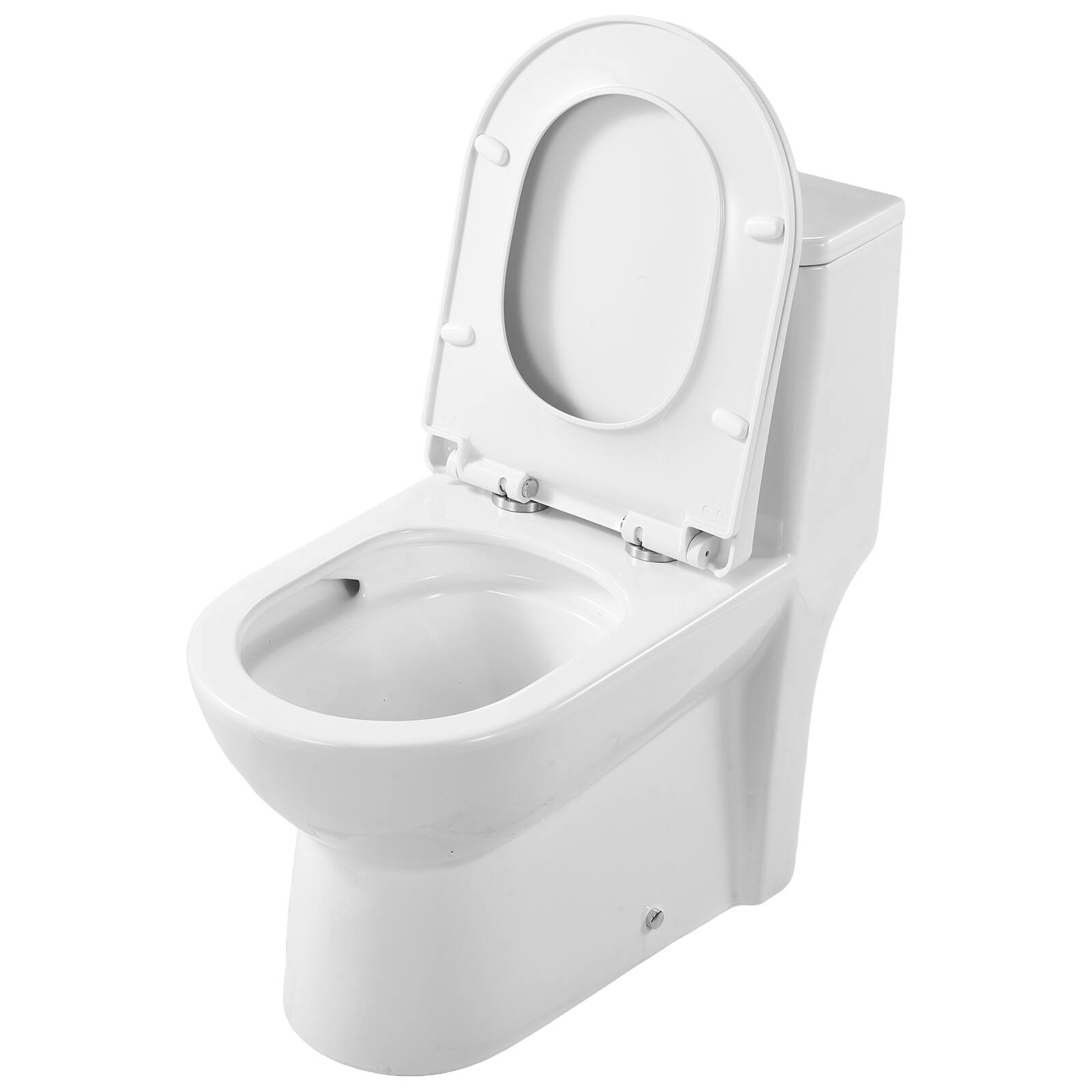 Alt View 5. VEVOR - One-Piece Toilet, Elongated Toilet Vortex Dual-Flush 1.1/1.6 GPF, Toilets for Bathroom with Comfortable Chair Seat - Bright white + black.