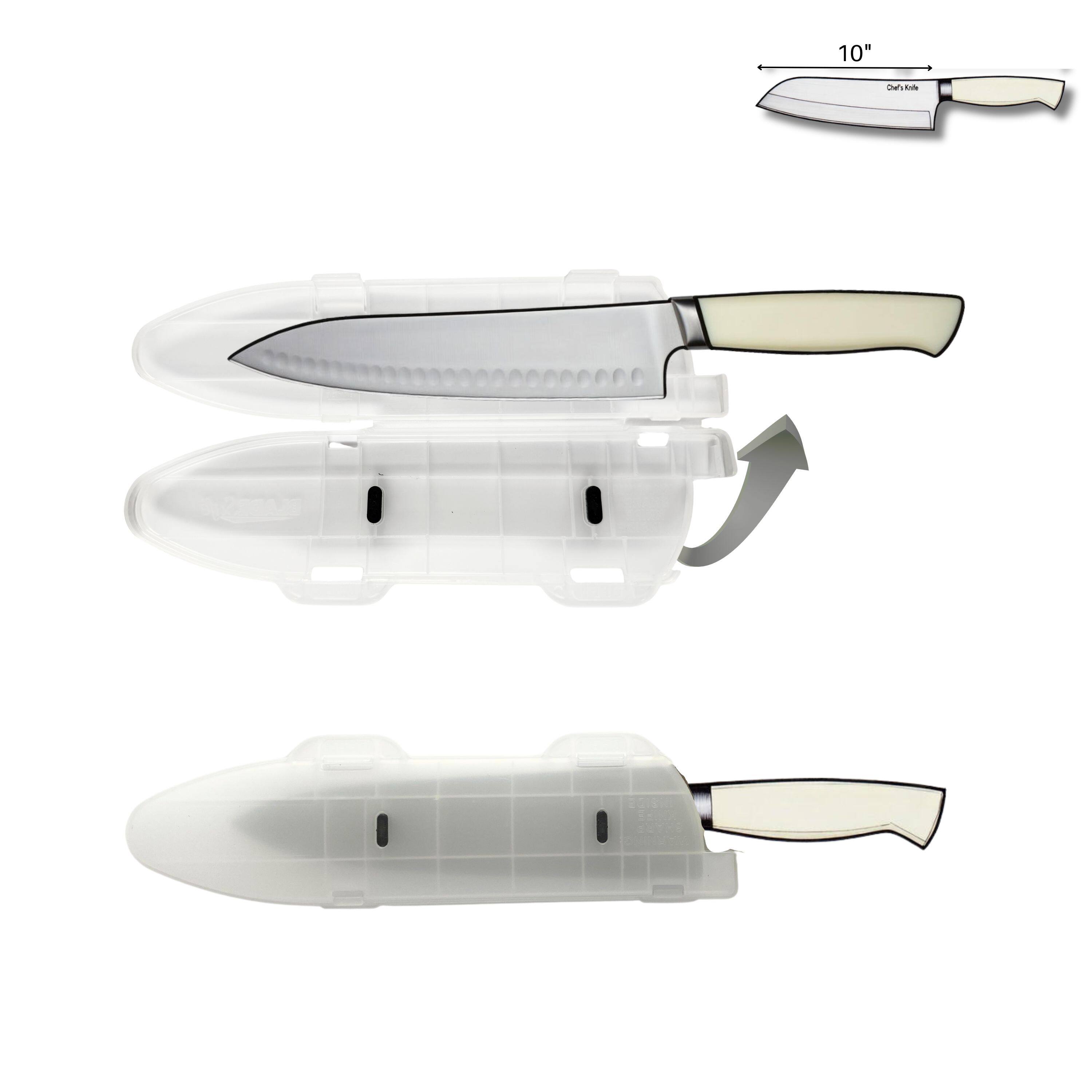 Angle. Blade Guard - Blade Guard 10" Knife Protector for Safe Storage, Travel & Drawer Edge Protection Dishwasher Safe - Clear.