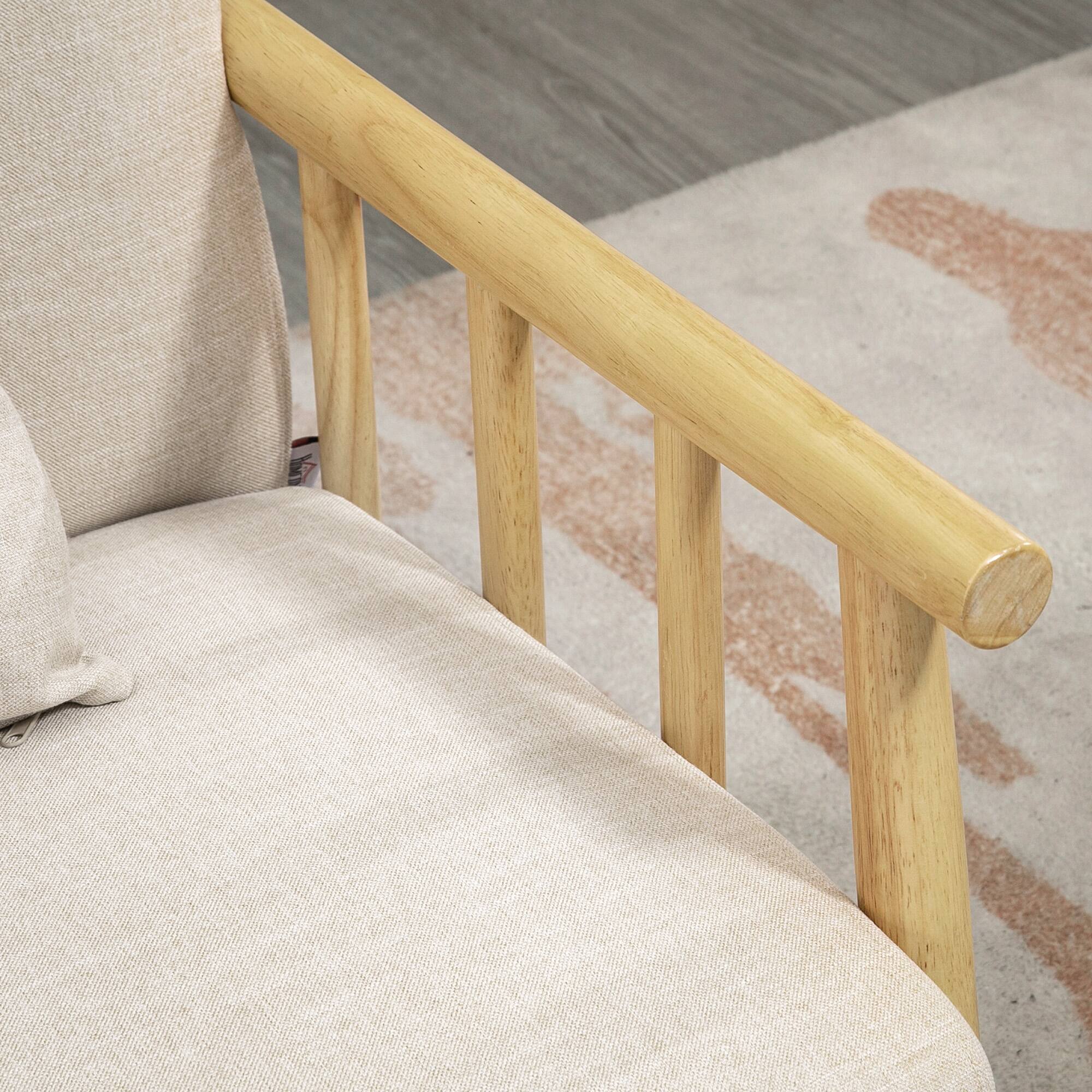 Alt View 8. Homcom - 48" 2-Seater Couch for Small Spaces, Modern Loveseat Sofa for Bedroom, Living Room Furniture, Upholstered Small Couch - Beige.