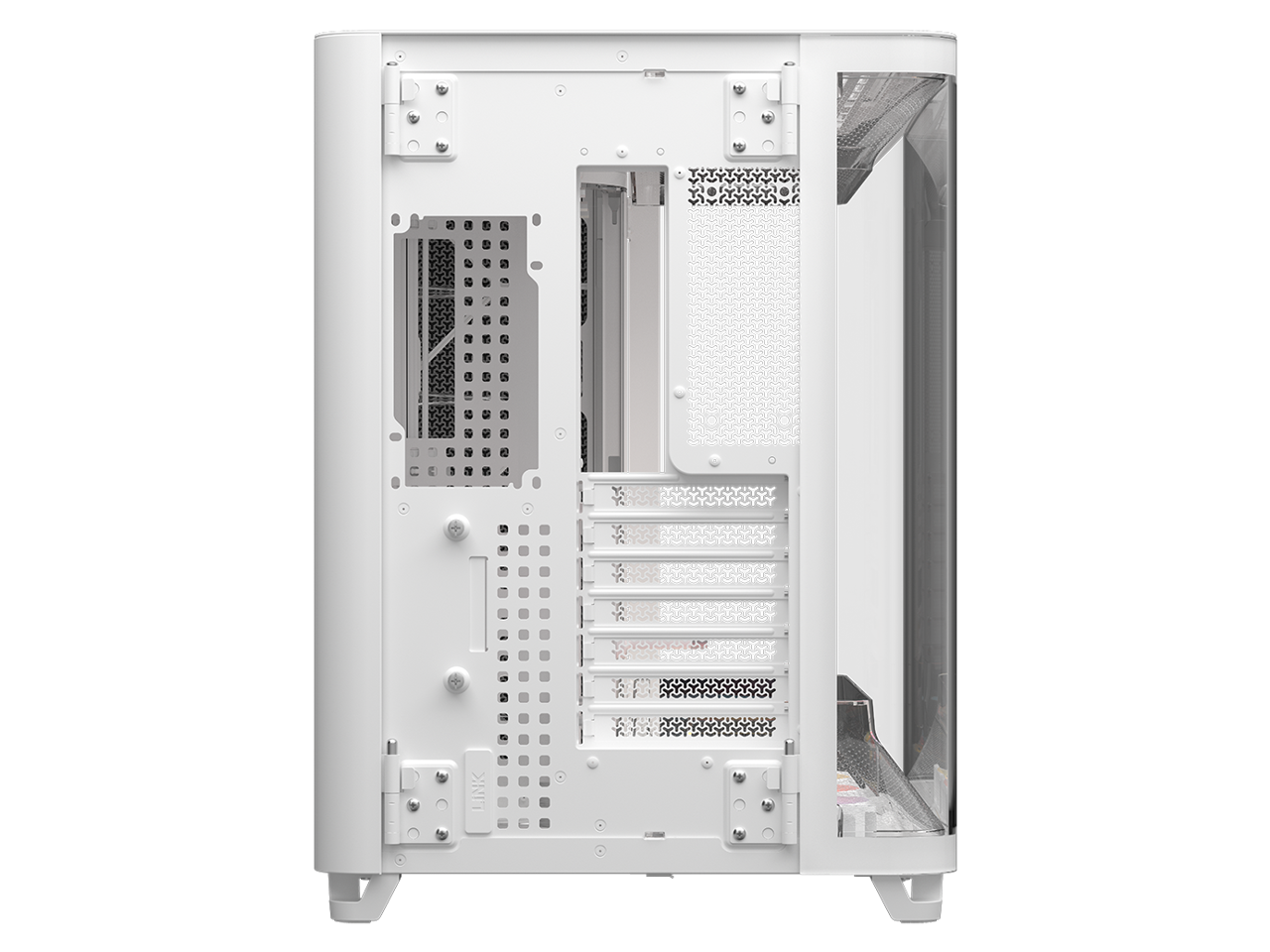 Alt View 7. CORSAIR - Corsair AIR 5400 RS-R ARGB Triple Chamber Mid-Tower Case - White, 3x Pre-Installed ARGB Fans, BTF Design - White.