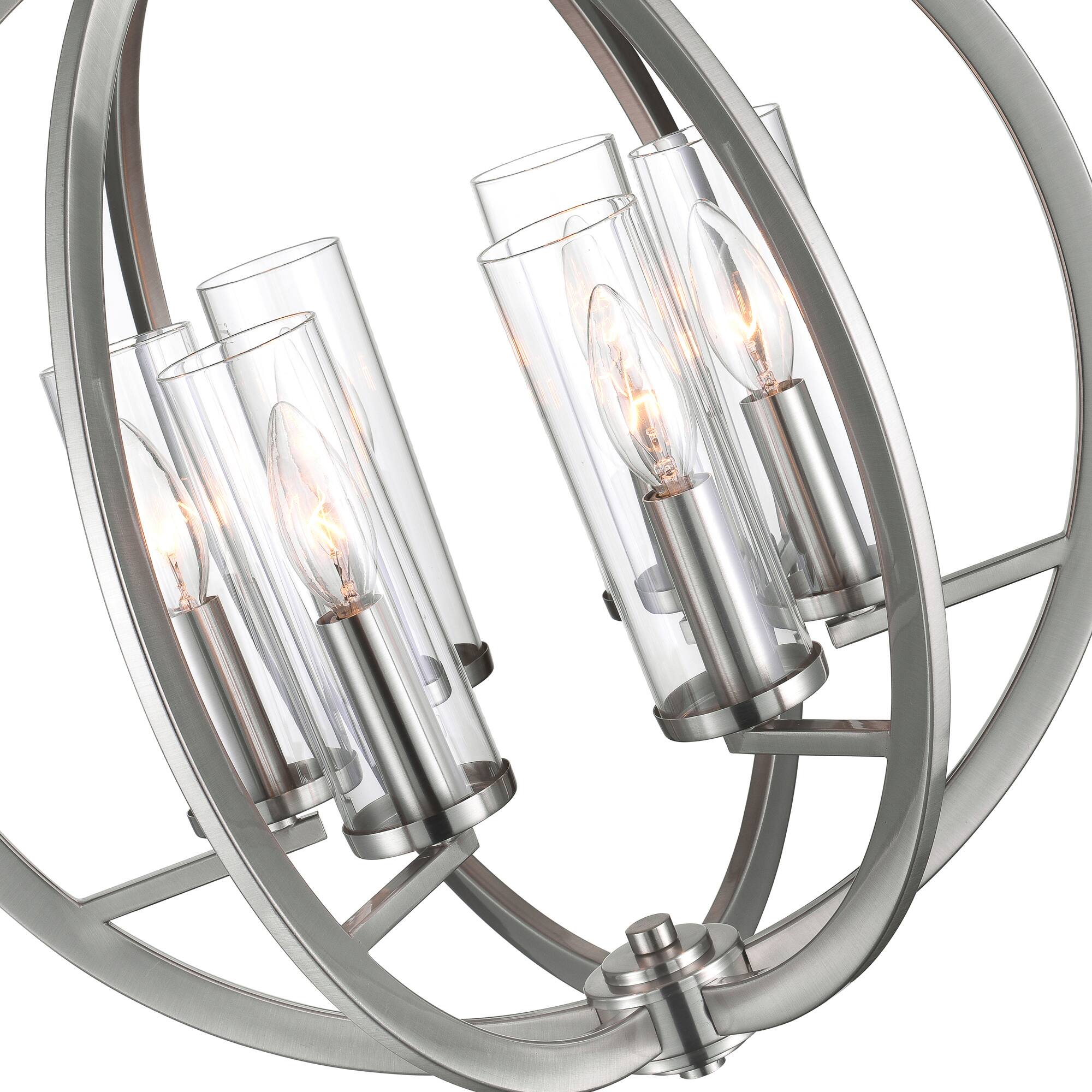 Back. CWI Lighting - Elton 6 Light Chandelier With Satin Nickel Finish - Satin Nickel.