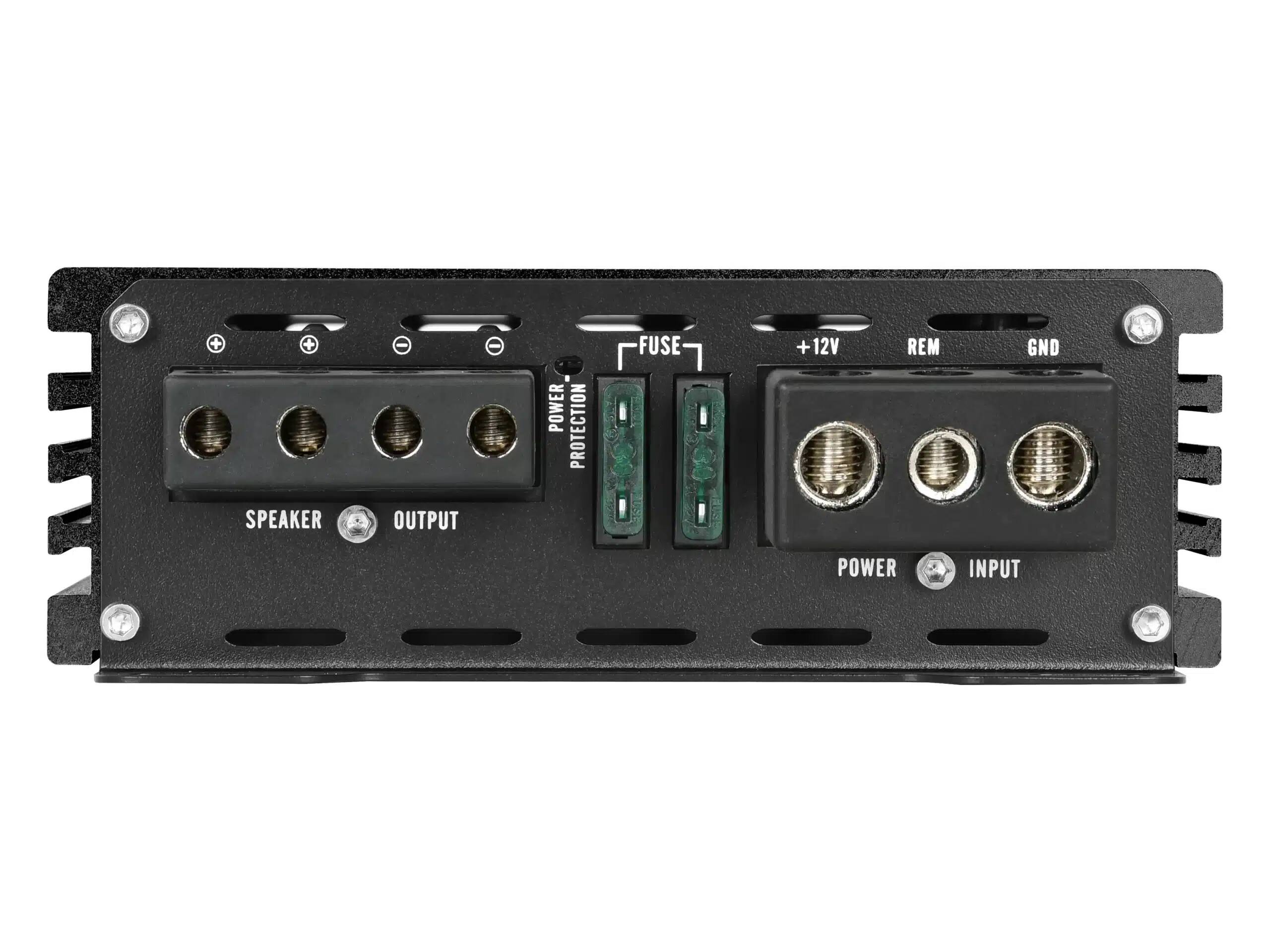 + SPEAKER OUTPUT  
- POWER PROTECTION FUSE  
+ 12V REM GND  
POWER INPUT