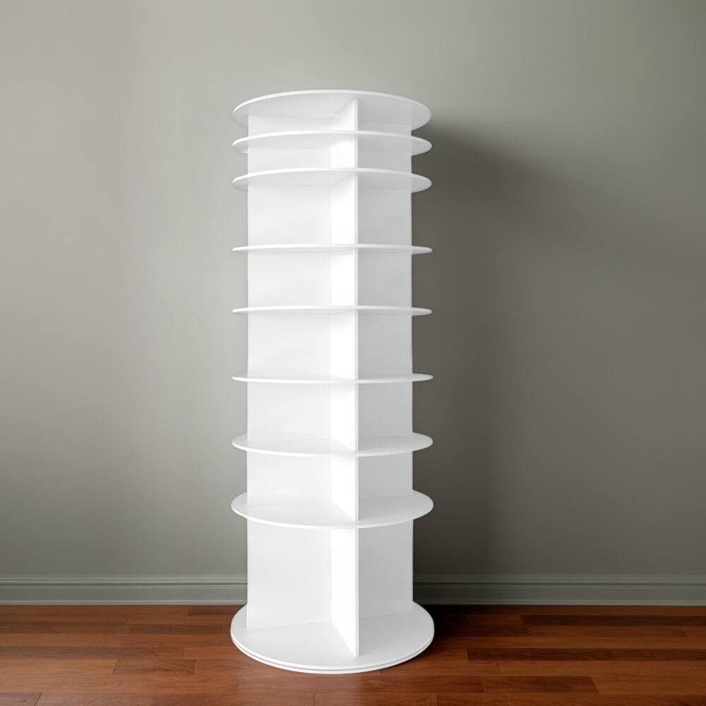 Alt View 6. Loheer - Loheer 8 tier rotating shoe rack, White PVC Round Carousel, Closet Storage Tower - White.