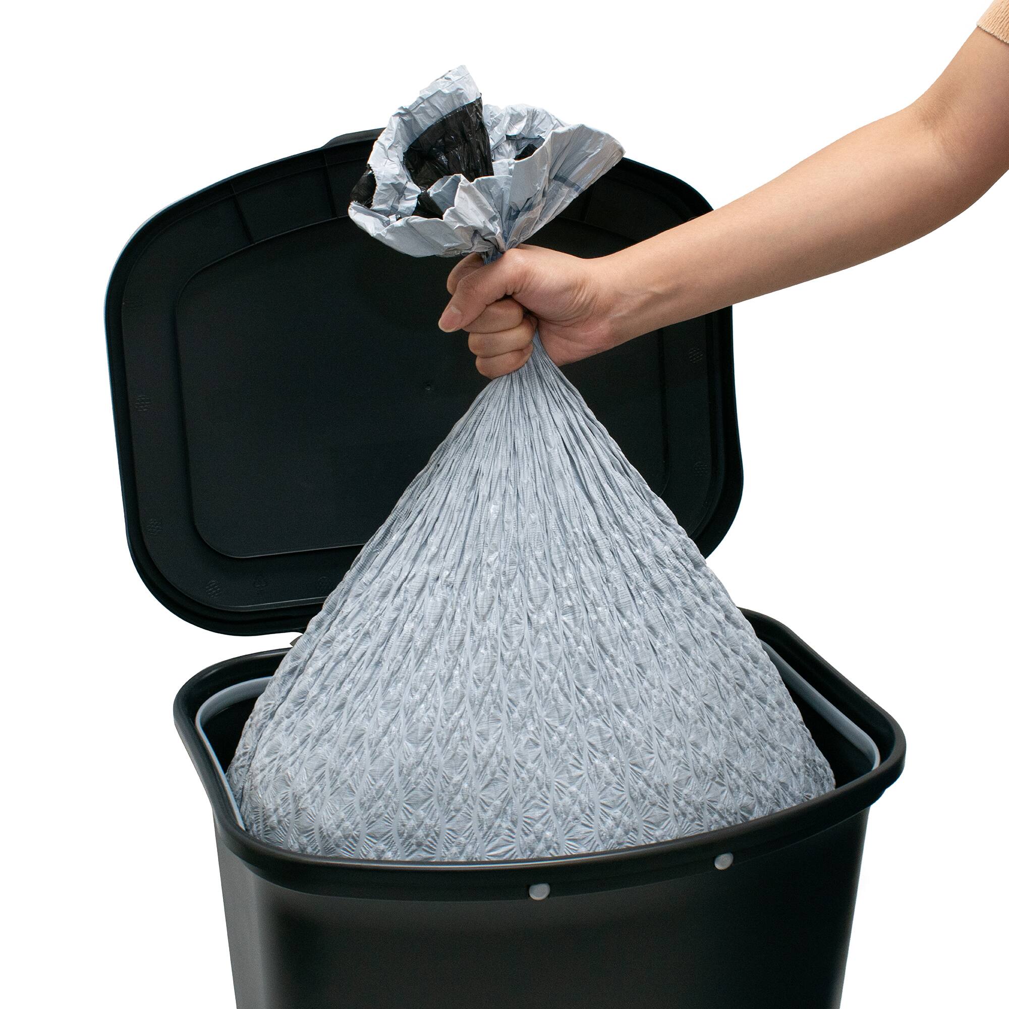 Alt View 7. Glad - Glad Trash Can with Lid, Stainless Foot Pedal & Garbage Bag Rings, 13 Gal, Black - BLACK.