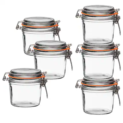 Front. Le Parfait - Super Terrine - 350ml French Glass Canning Jar w/Straight Body, Airtight Rubber Seal & Glass Lid, 12oz (Pack of 6).