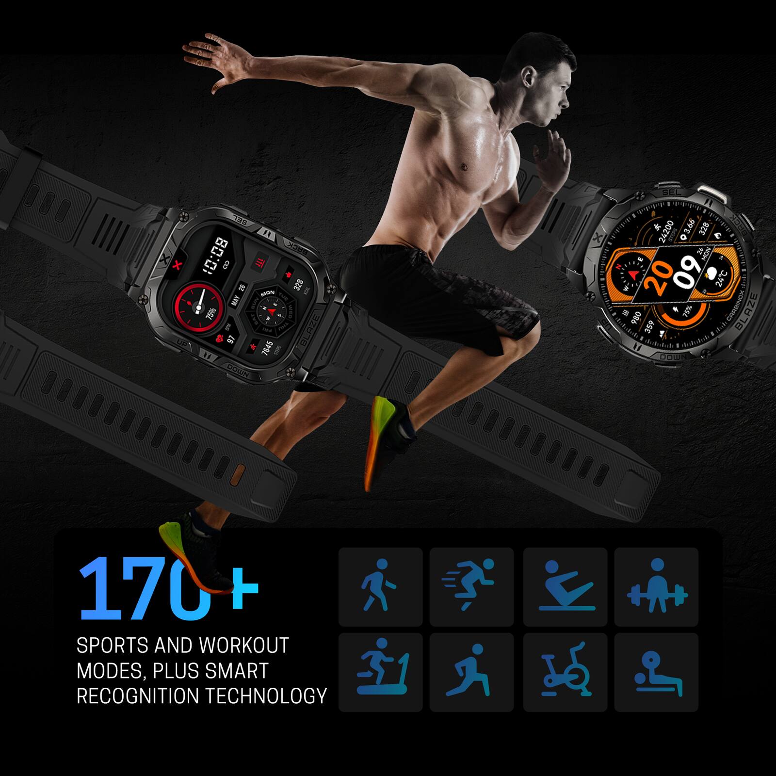 170+  
SPORTS AND WORKOUT MODES, PLUS SMART RECOGNITION TECHNOLOGY